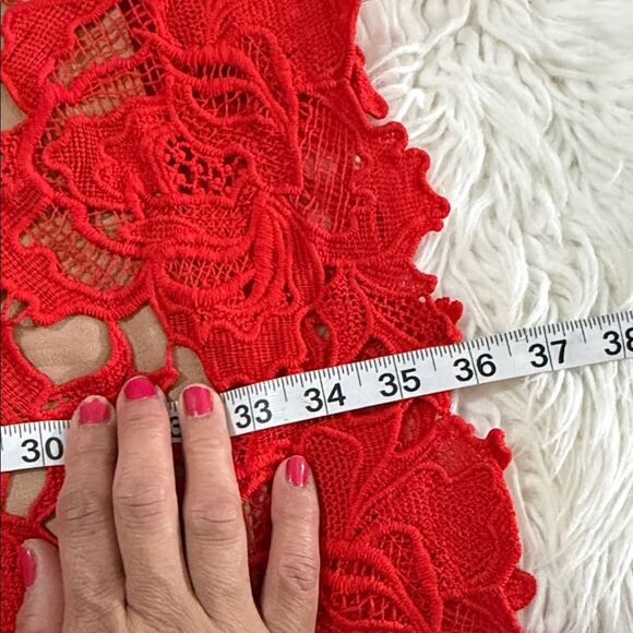 Entro Red Lace Mini Dress Size Small - Picture 4 of 9
